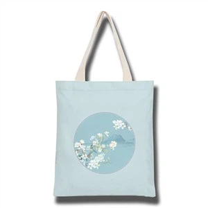Custom Logo Full Cotton Color Printing Environmental Protection Canvas Tote Bag with Pocket
