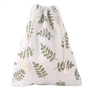 China Factory Screen Printed Cotton Wine Liquor Drawstring Bag
